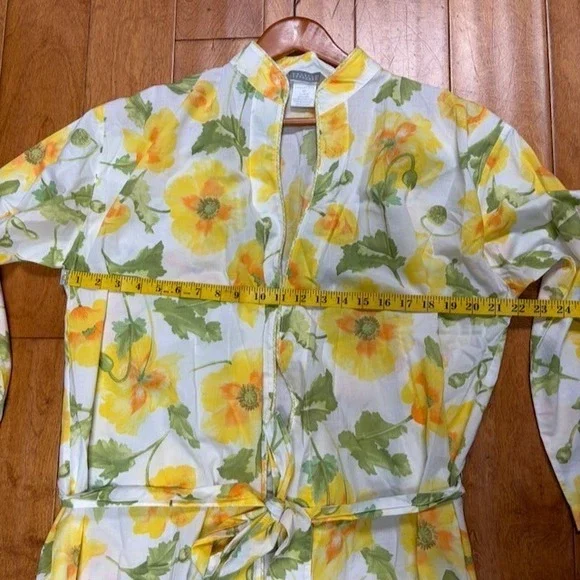 Crabtree & Evelyn Womens Cotton Lightweight Robe Floral Spring Loungewear Size M - Picture 5 of 8